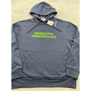 NBA Minnesota Timberwolves Hoodie Navy Blue Neon Green 3D Graphic Mens Large NEW